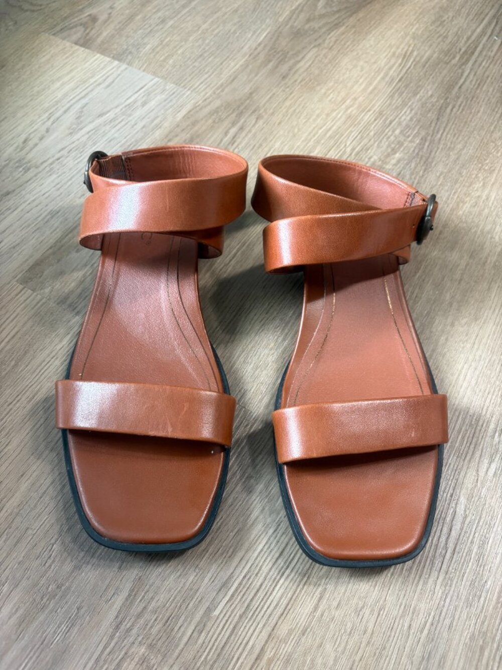 Vionic Anaya Ankle Strap Sandal size 9.5 espresso brown leather flats buckle - Picture 3 of 9